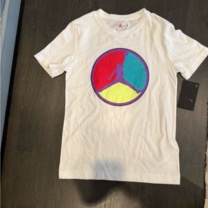 Jordan Nike Kids White T-Shirt with Colorful Logo